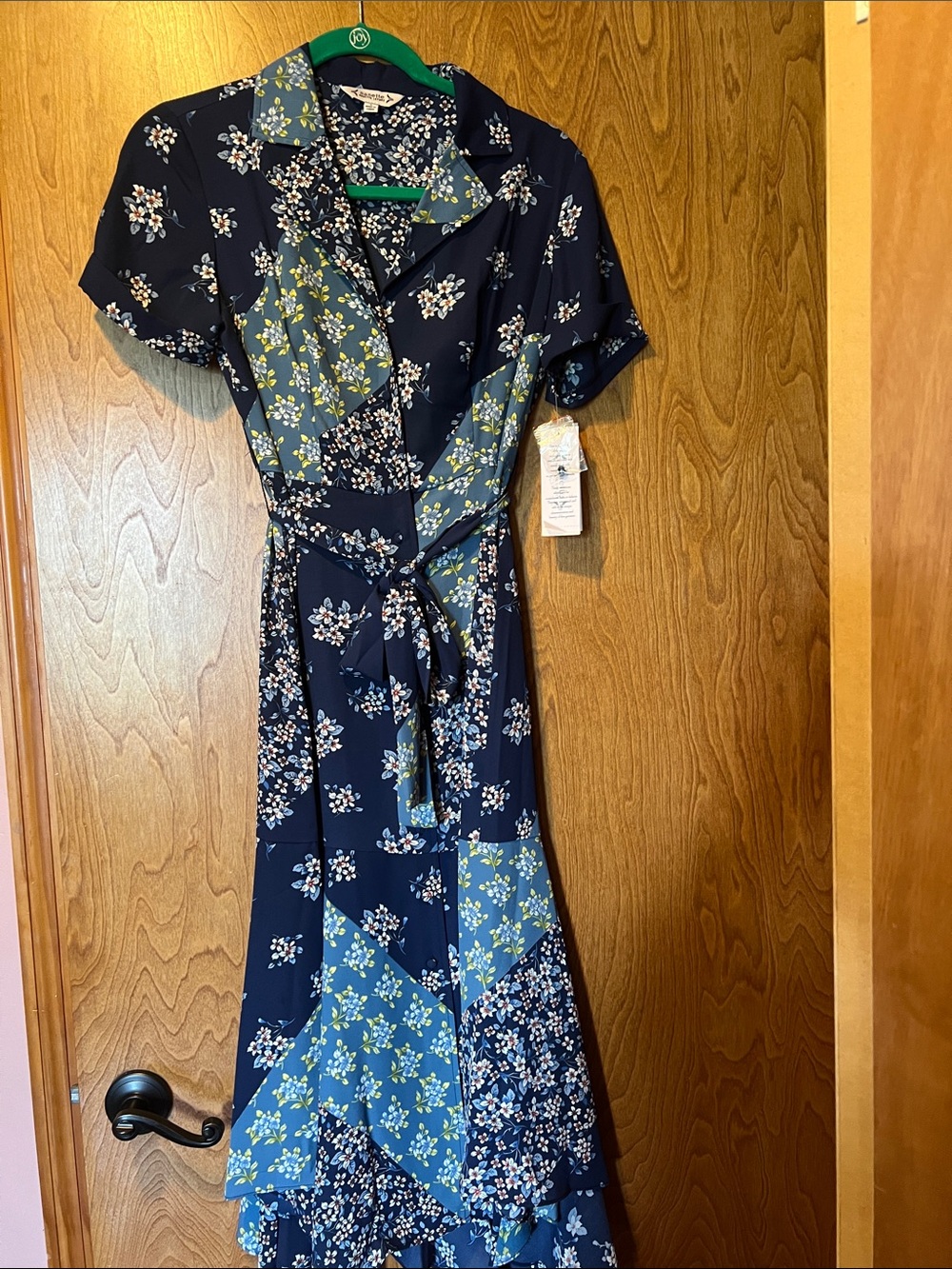 Nanette Lepore Navy and Light Blue Floral Patchwork Maxi Dress